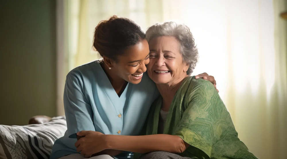 A caregiver supporting a client at home